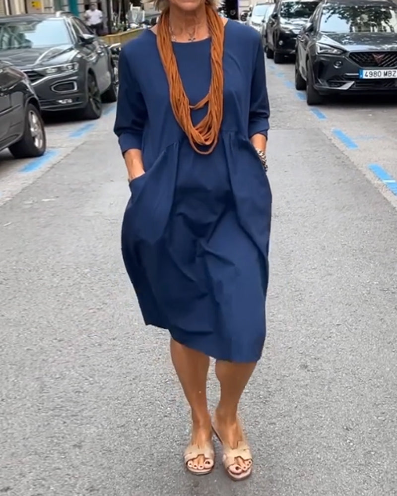 Nackenkleid Mit Taschen Damen Kleid - IdealeKleiden