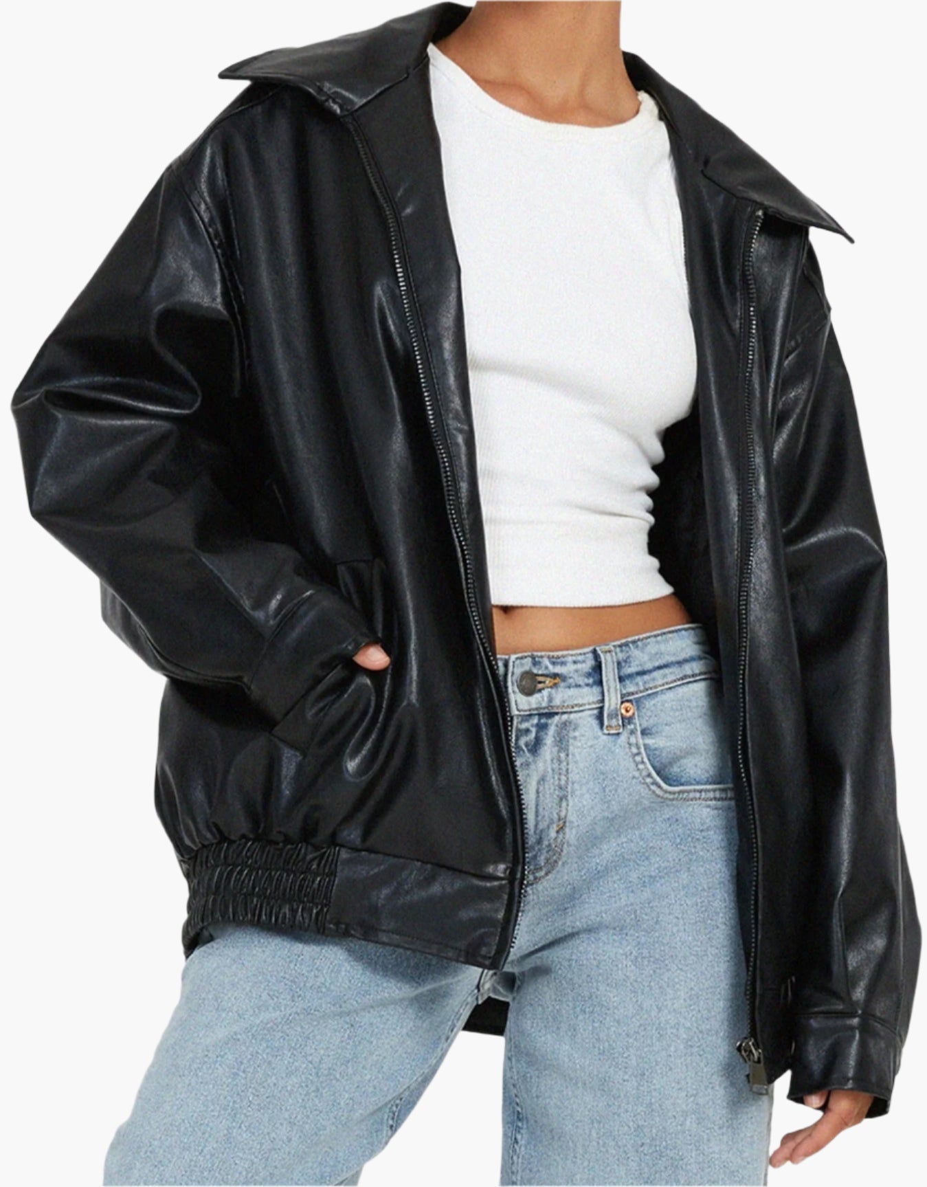 Veste en cuir élégante coupe oversize look streetwear moderne