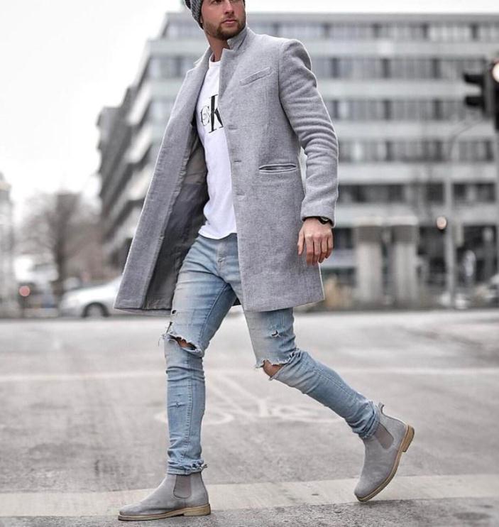 Manteau long homme élégant noir moderne