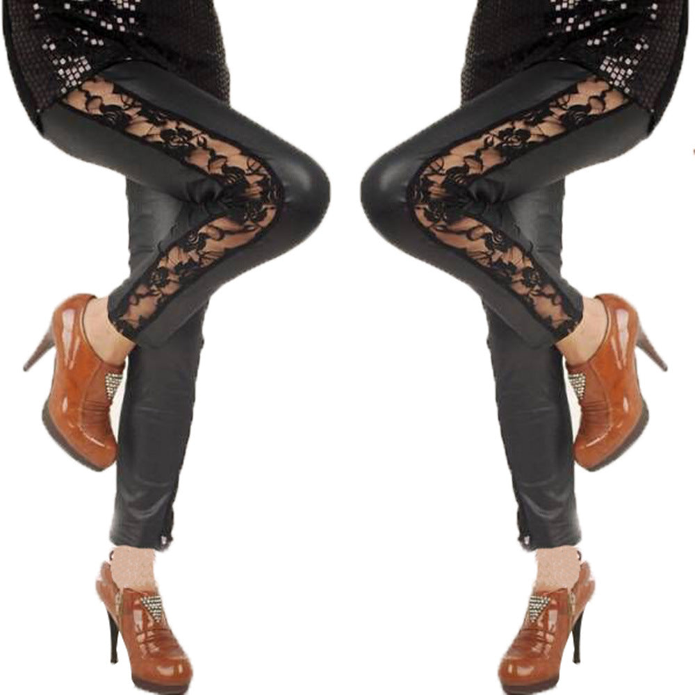 Damen Leggings Elegant Spitze Blumenmuster - IdealeKleiden