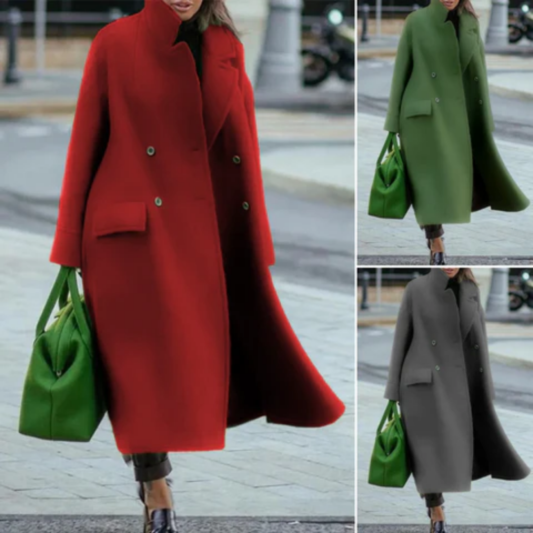 Manteau long cache-cœur chaud et élégant pour femme