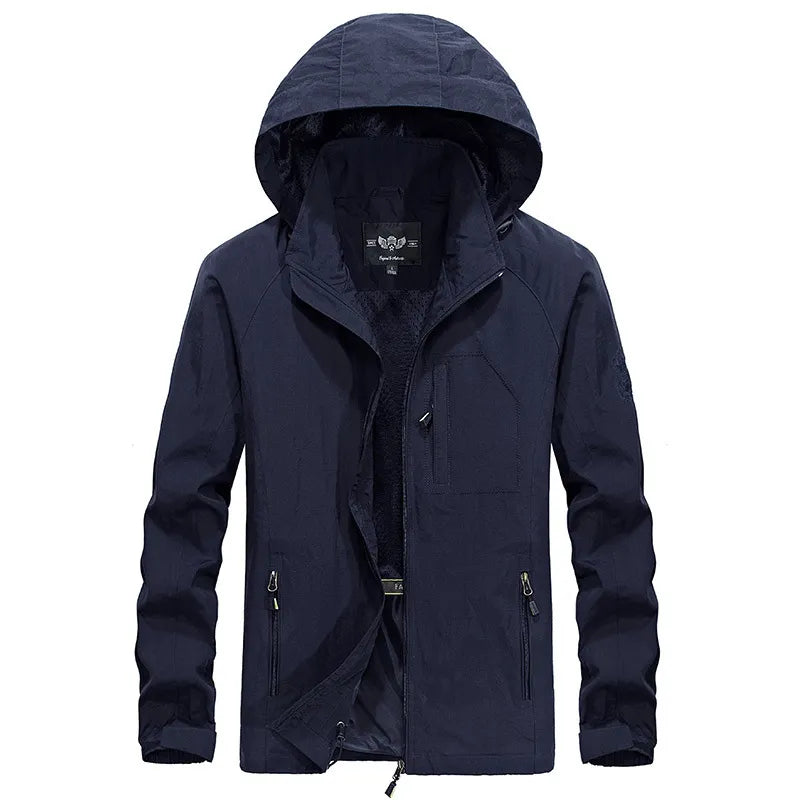 Veste d'extérieur imperméable pour homme avec capuche amovible