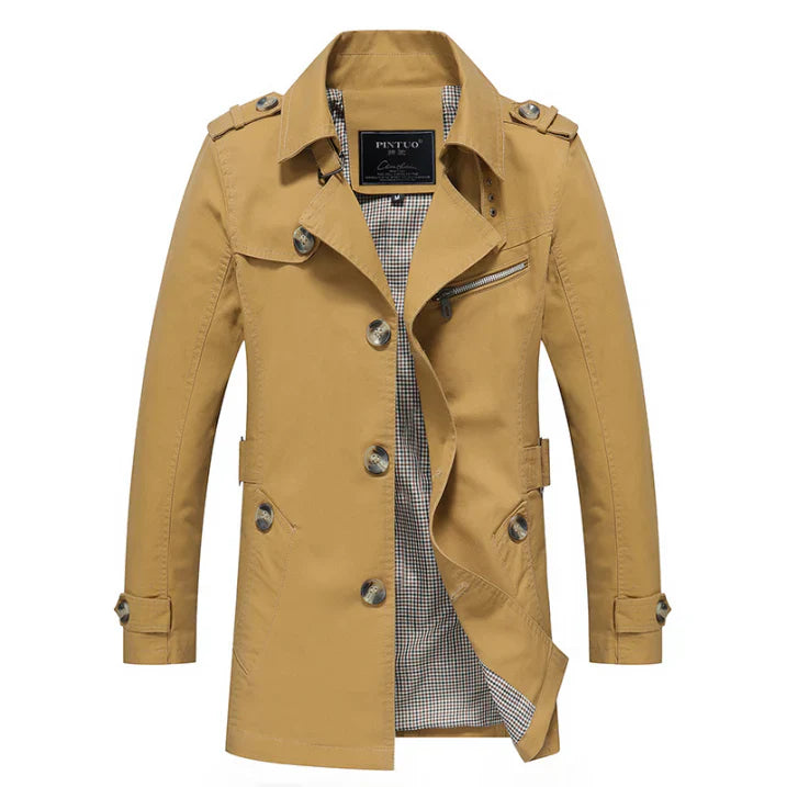 Trench-coat long élégant à double boutonnage pour homme