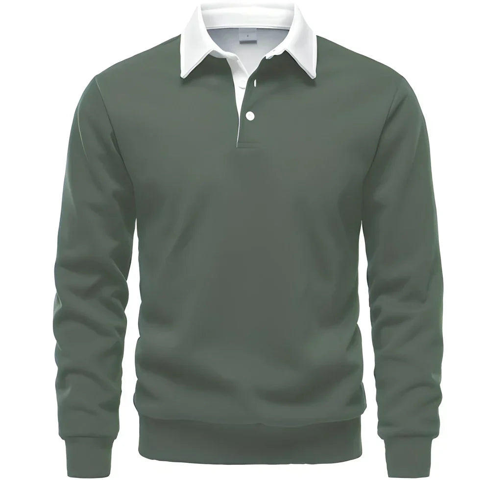 Polo pour homme décontracté manches longues léger