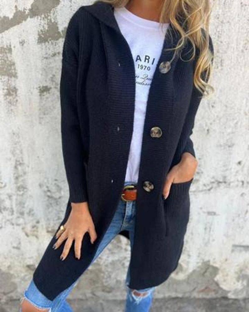 Cardigan à capuche avec poches pour femme
