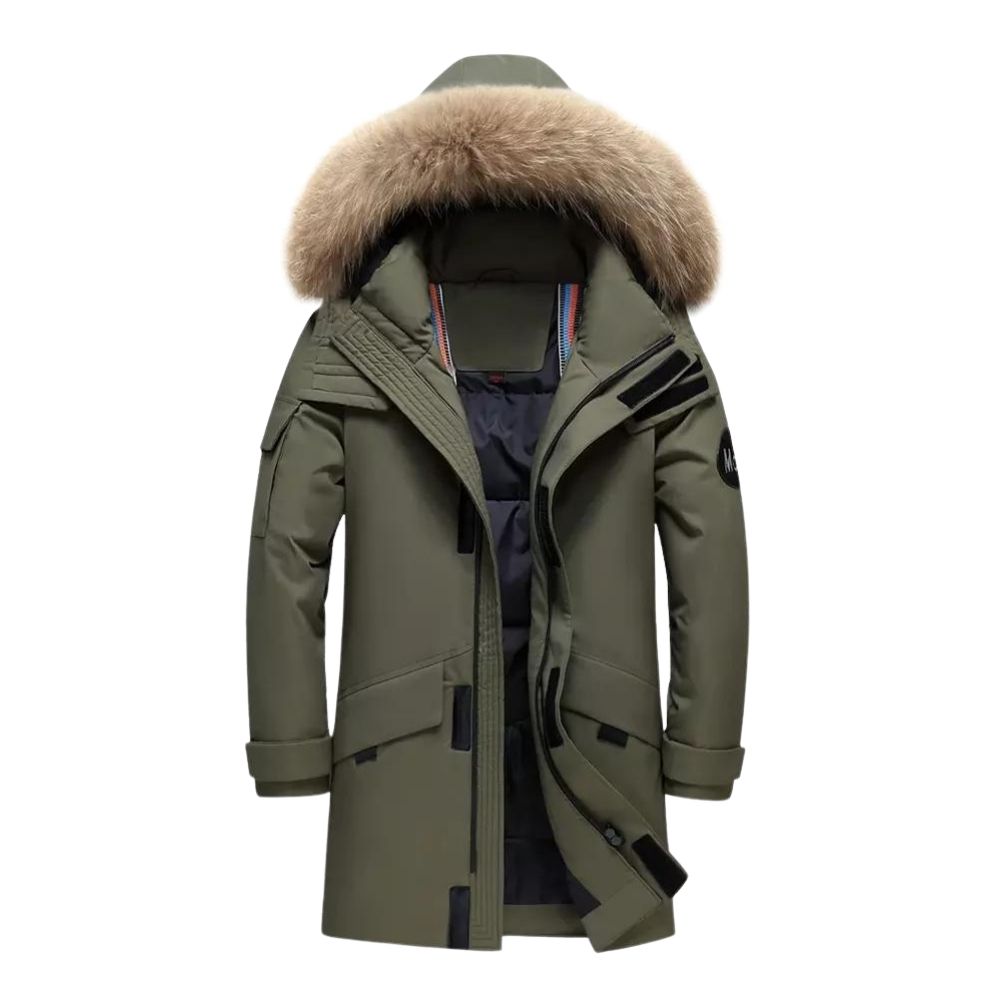Manteau d'hiver homme avec capuche fourrée