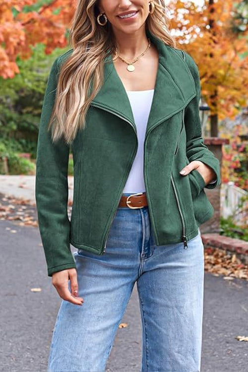 Blouson de moto en similicuir suédé