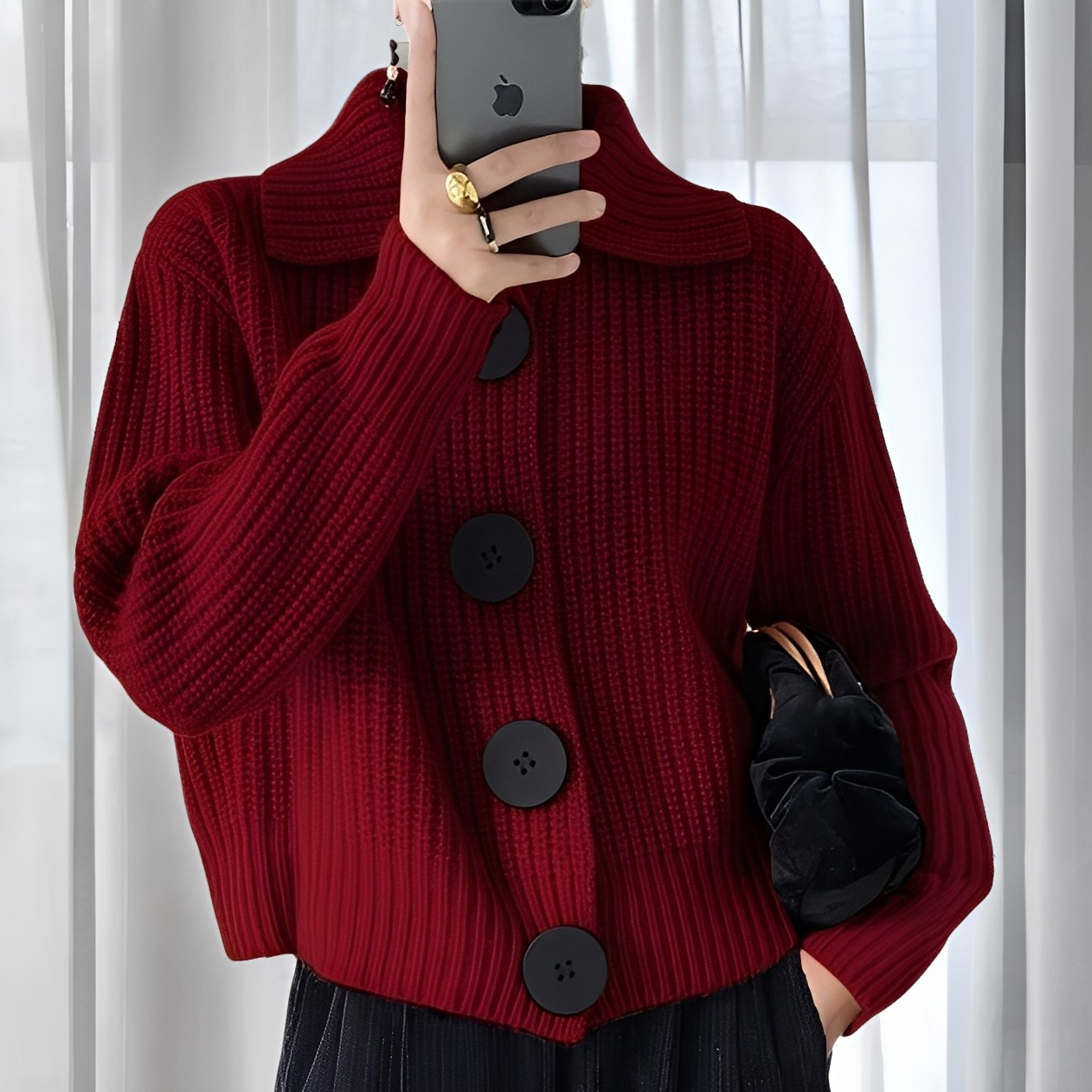 Cardigan mode pour femme, gros boutons