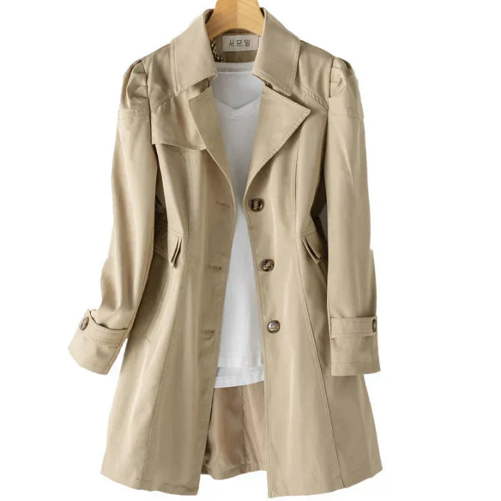 Trench-coat femme élégant chaud à capuche pour l'hiver