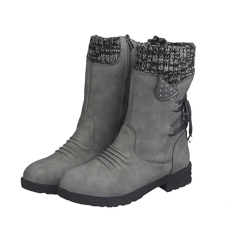 Bottes imperméables femme mi-mollet à fermeture éclair