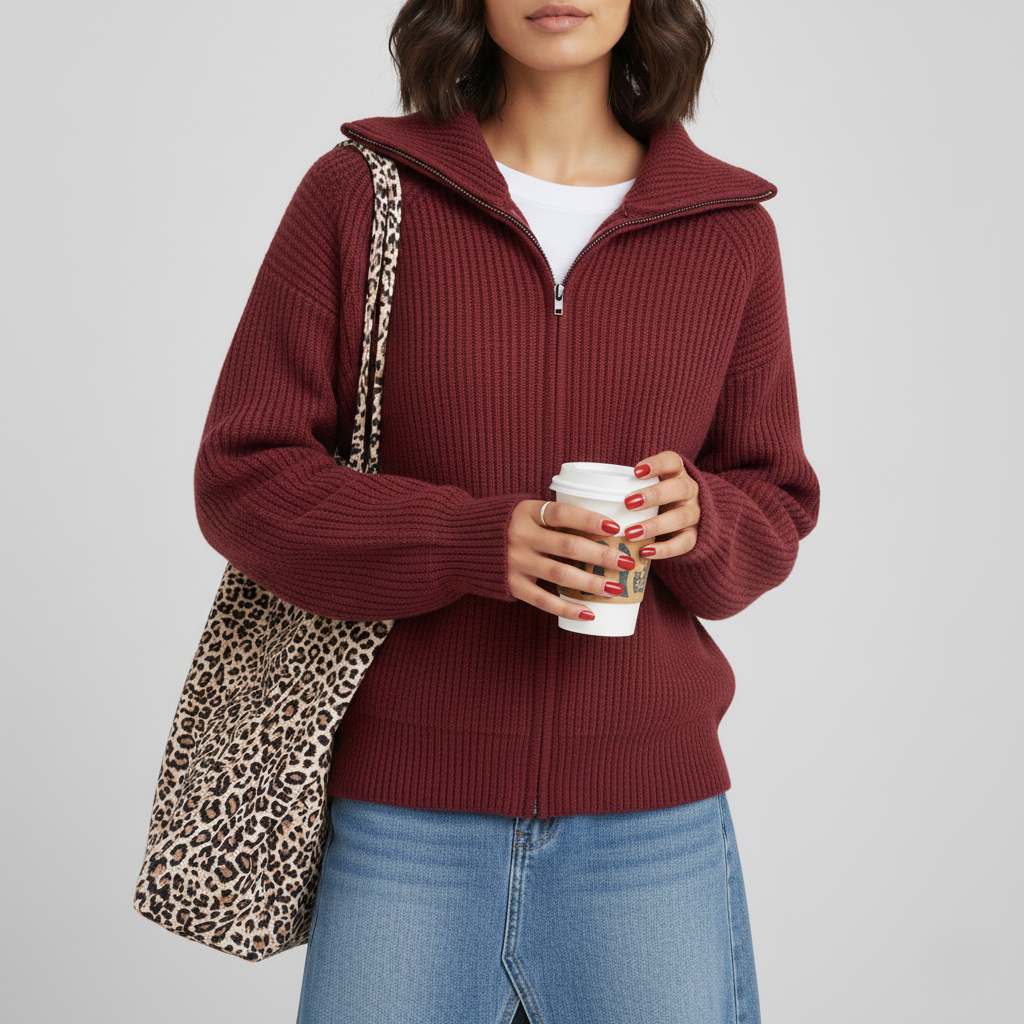 Cardigan stylé Slim Fit en maille côtelée
