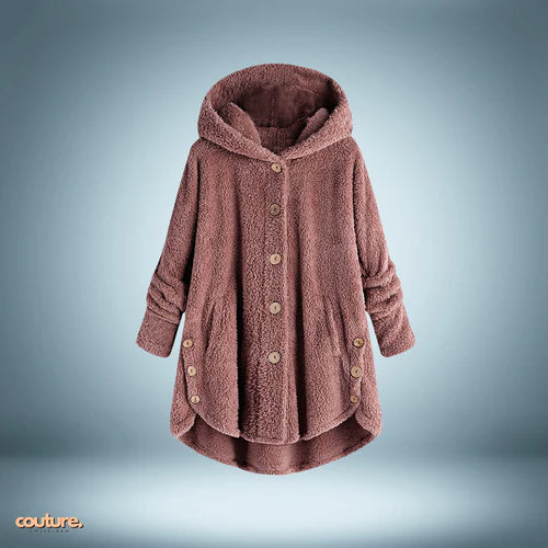 Veste teddy douillette à boutons et capuche