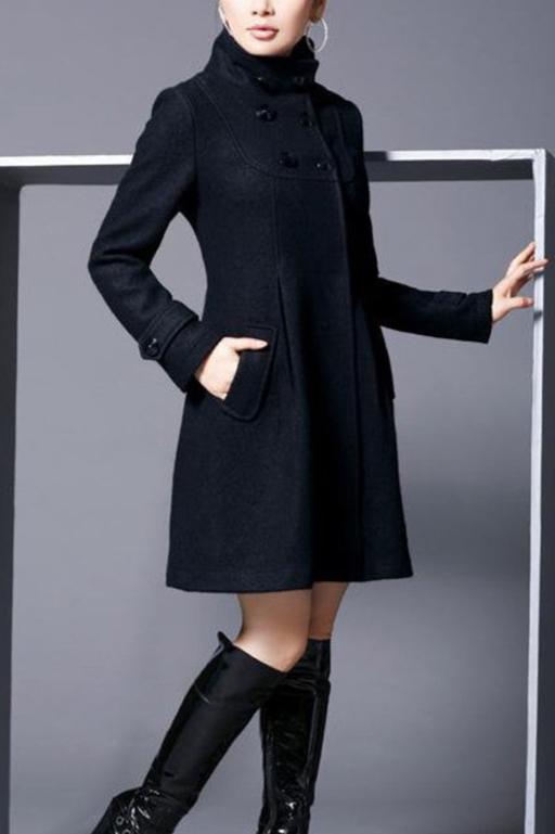 Manteau élégant femme Laine Coupe A Longueur genou