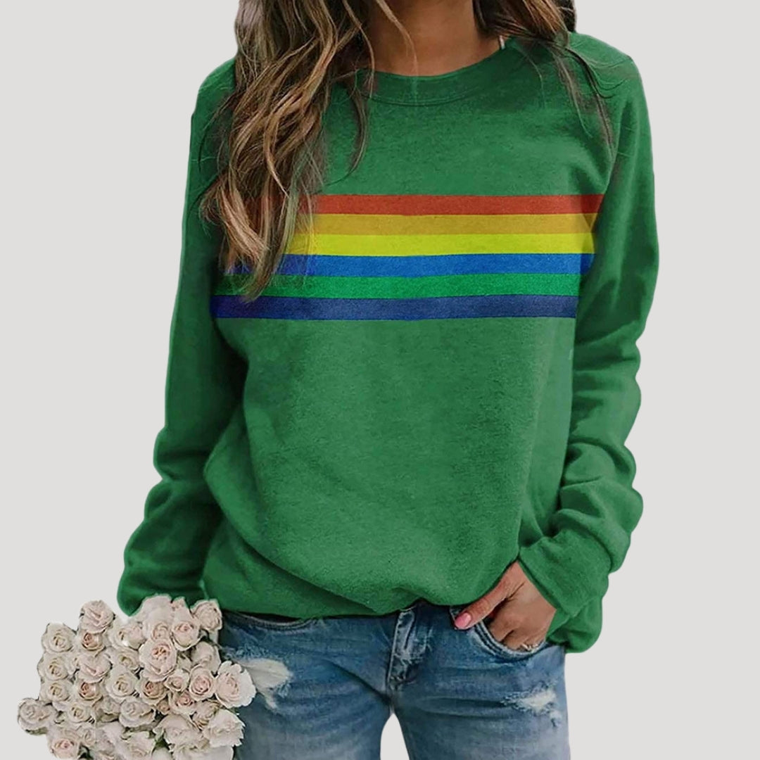 Sweat-shirt Femme Rayures Arc-en-ciel Multicolores