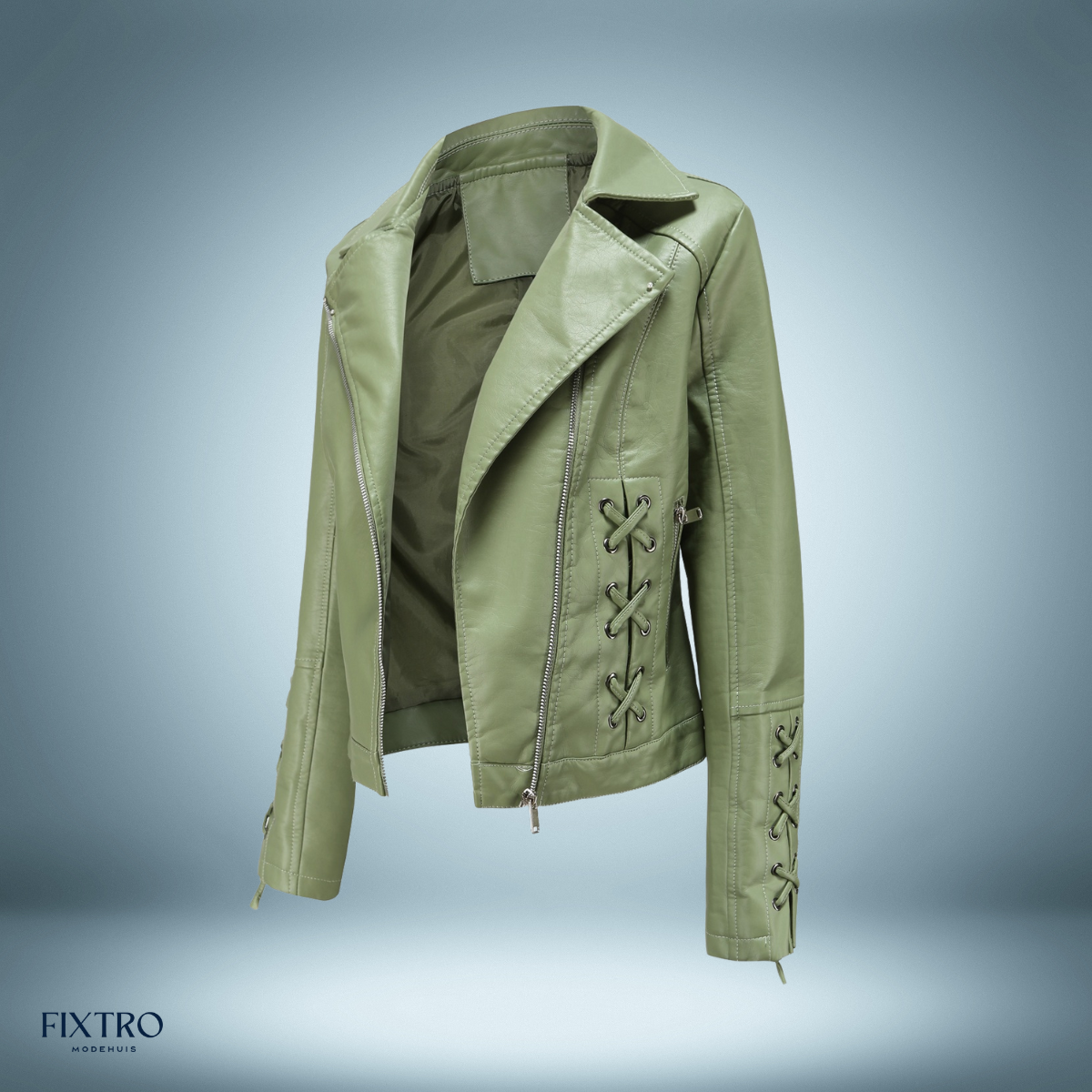 Veste en cuir style motard Tresses