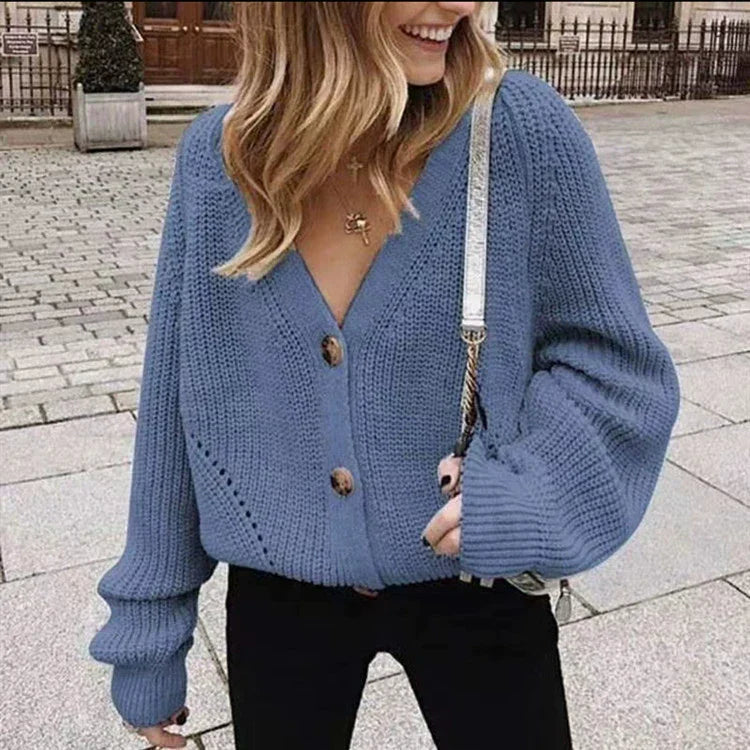 Veste cardigan confortable maille épaisse coupe décontractée