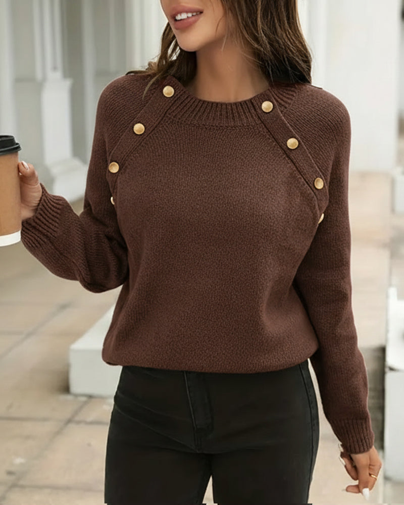 Robes élégantes pour femme Col rond Boutons