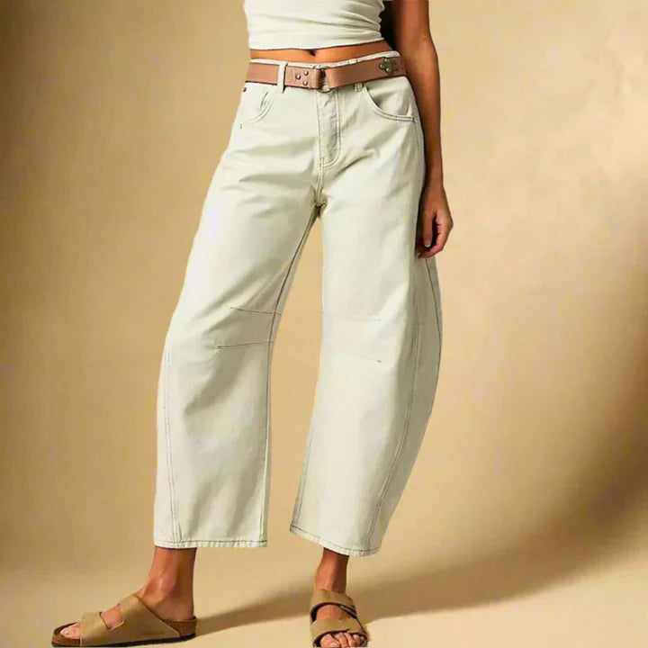 Pantalon rétro pour femme avec détail de bandes aux genoux