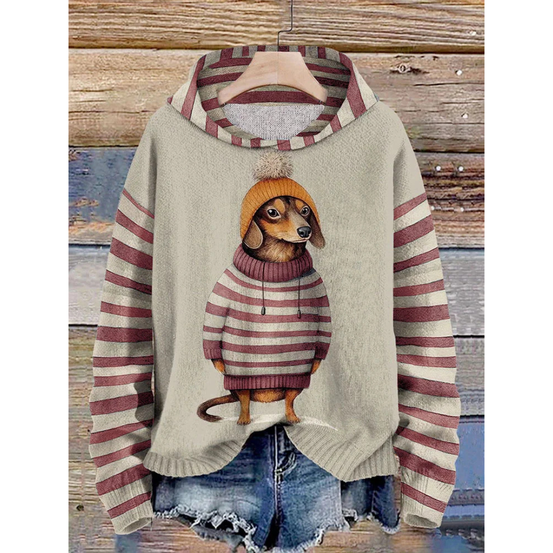 Pulls polaires pour femmes avec motif chien, doux et lacés