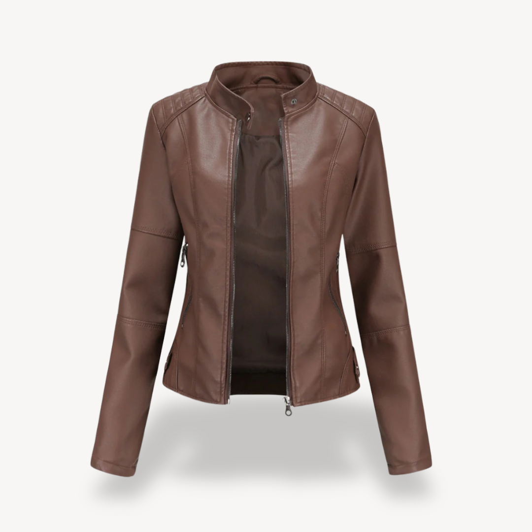 Blouson en cuir pour femme, style motard