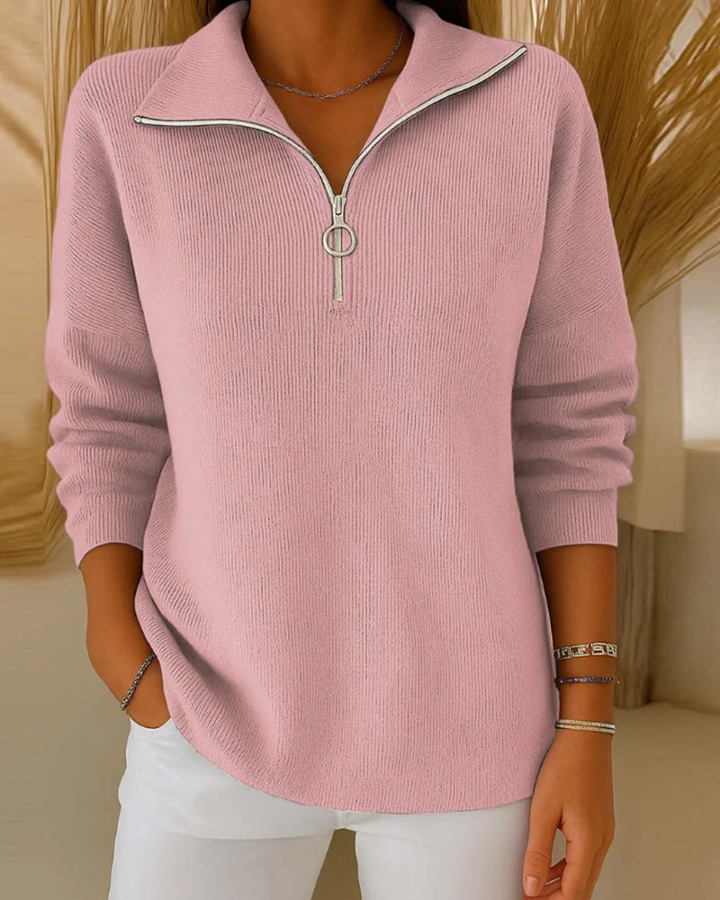 Écharpe pour femme avec demi-fermeture éclair devient : Pull à col en V pour femme