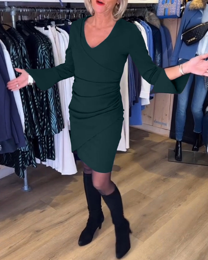 Robe Femme Col V Manches Évasées