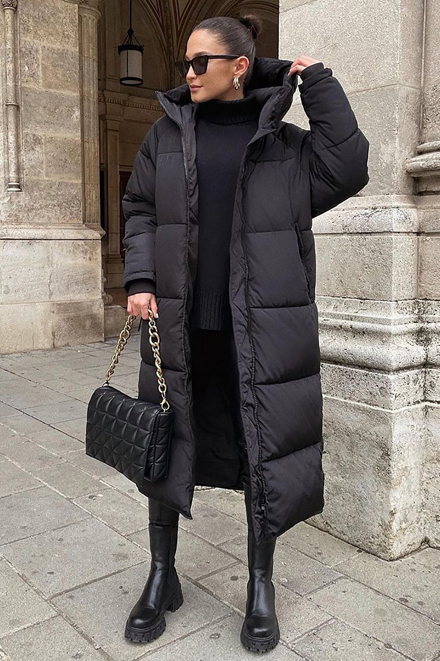 Veste longue chaude et confortable pour femme