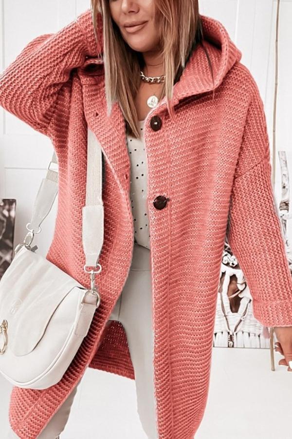 Gilet en tricot pour femme, capuche, moderne, boutons