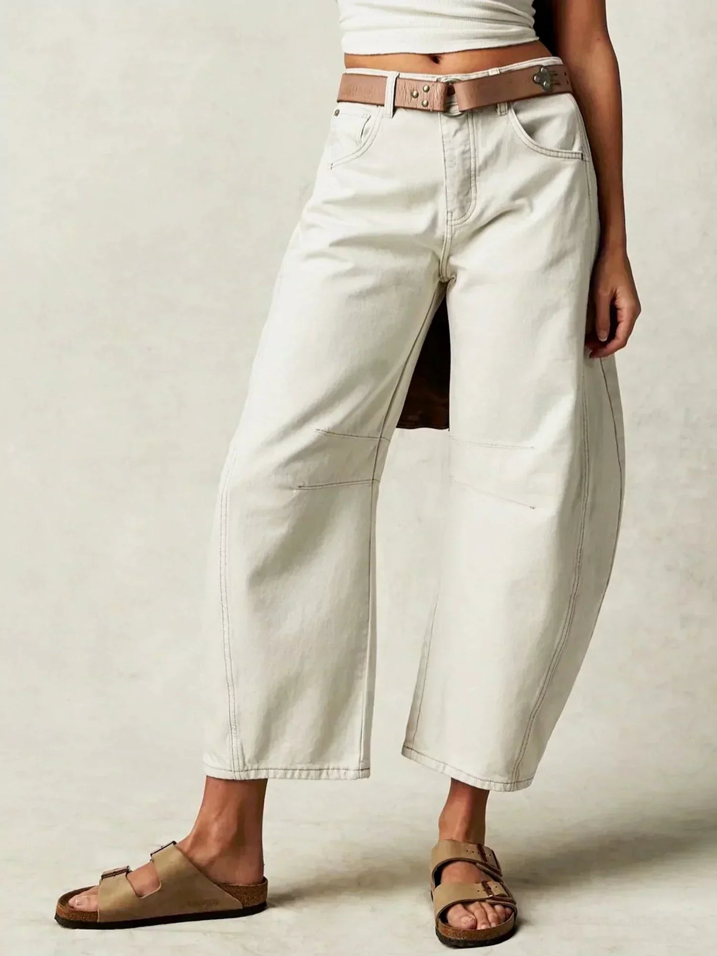 Jeans Large Coupe Imprimé Tendance pour Femme
