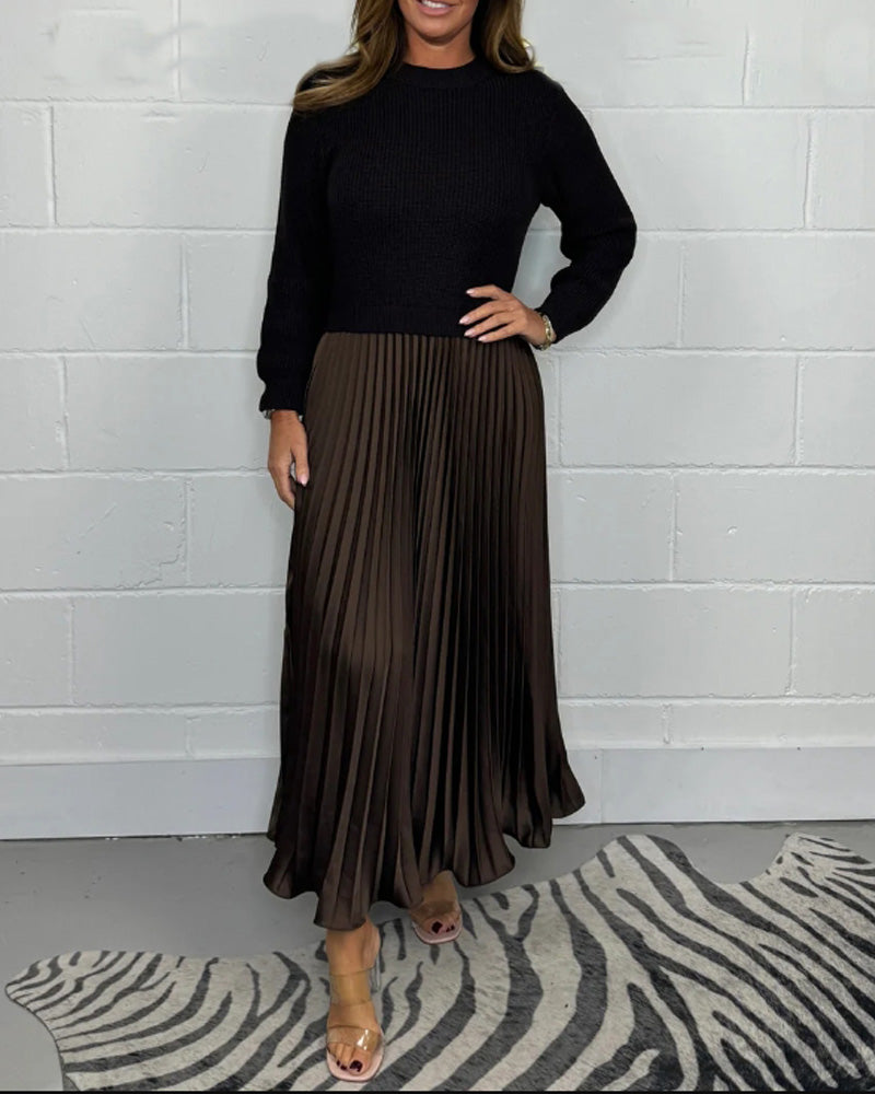 Robe patchwork tendance Colorée Plissée