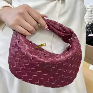 Elegante Bordeaux Damen Schultertasche Geflochtenes Design - IdealeKleiden