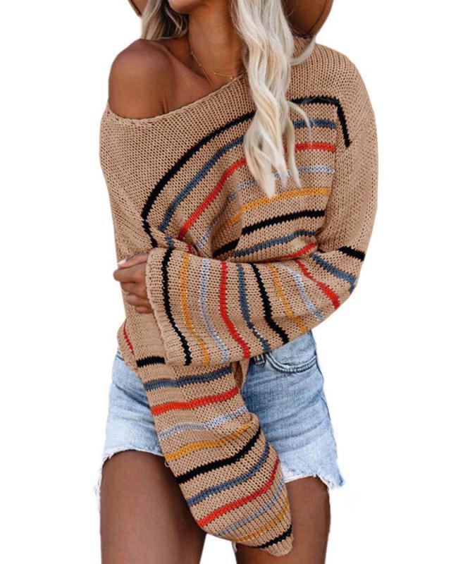 Pull décontracté rayé tendance pour femme