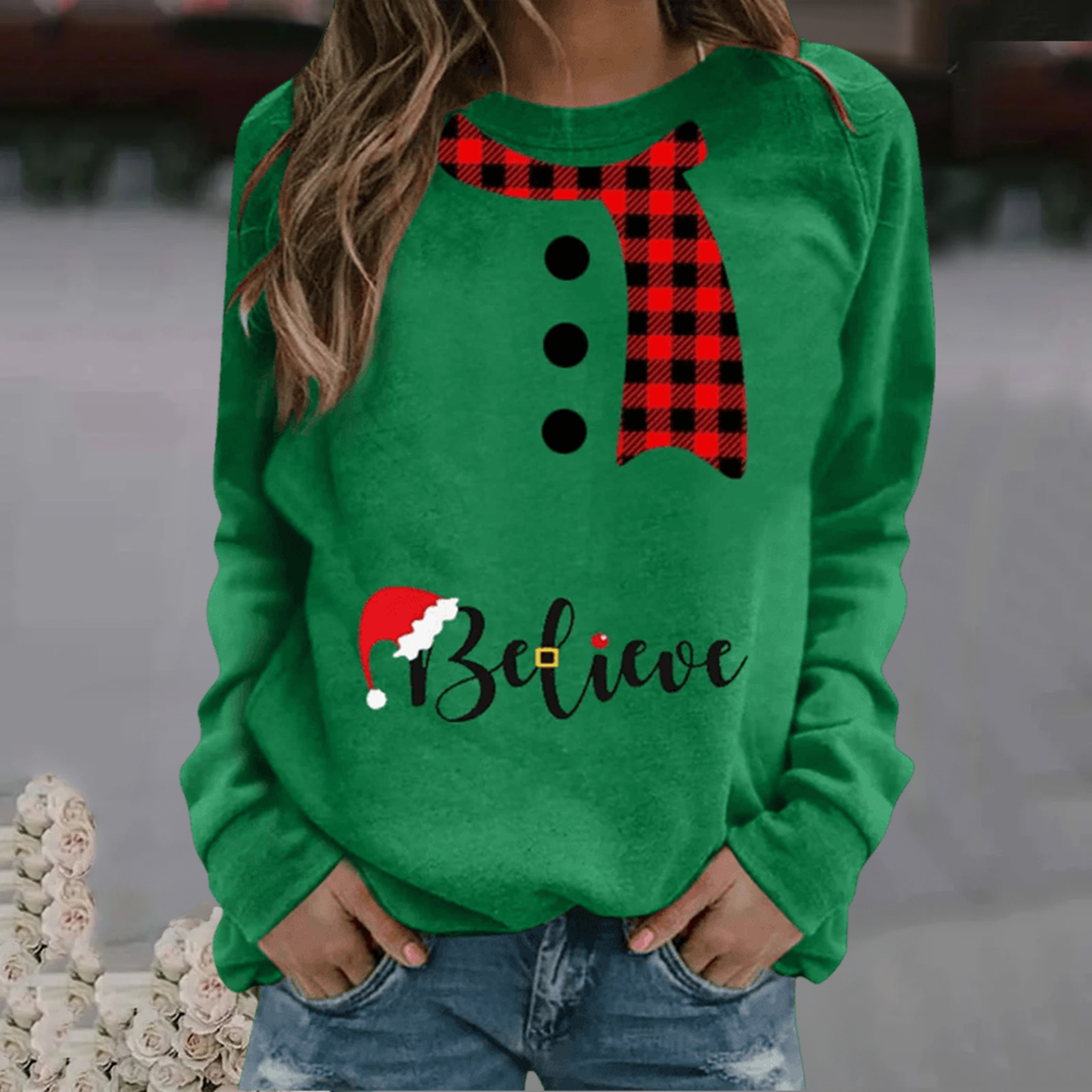 Pull de Noël femme manches longues Modal doux