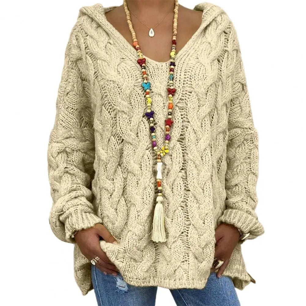 Sweat à capuche élégant pour femme avec col en V