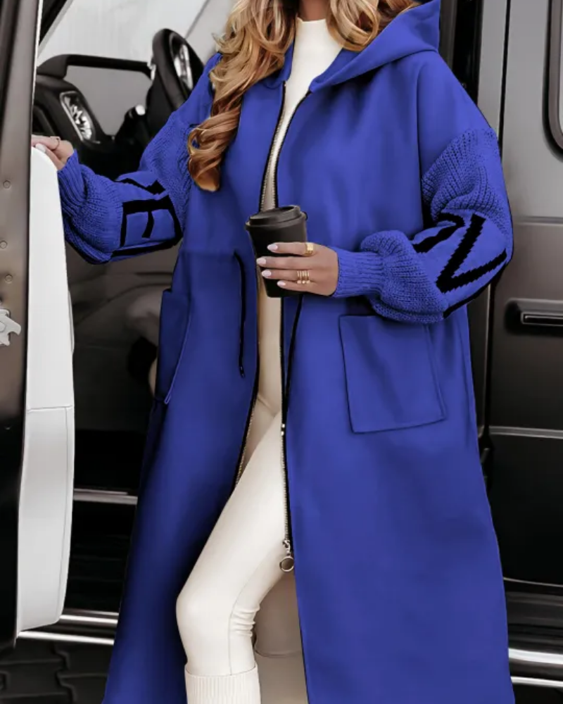 Veste à capuche confortable avec manches tricotées