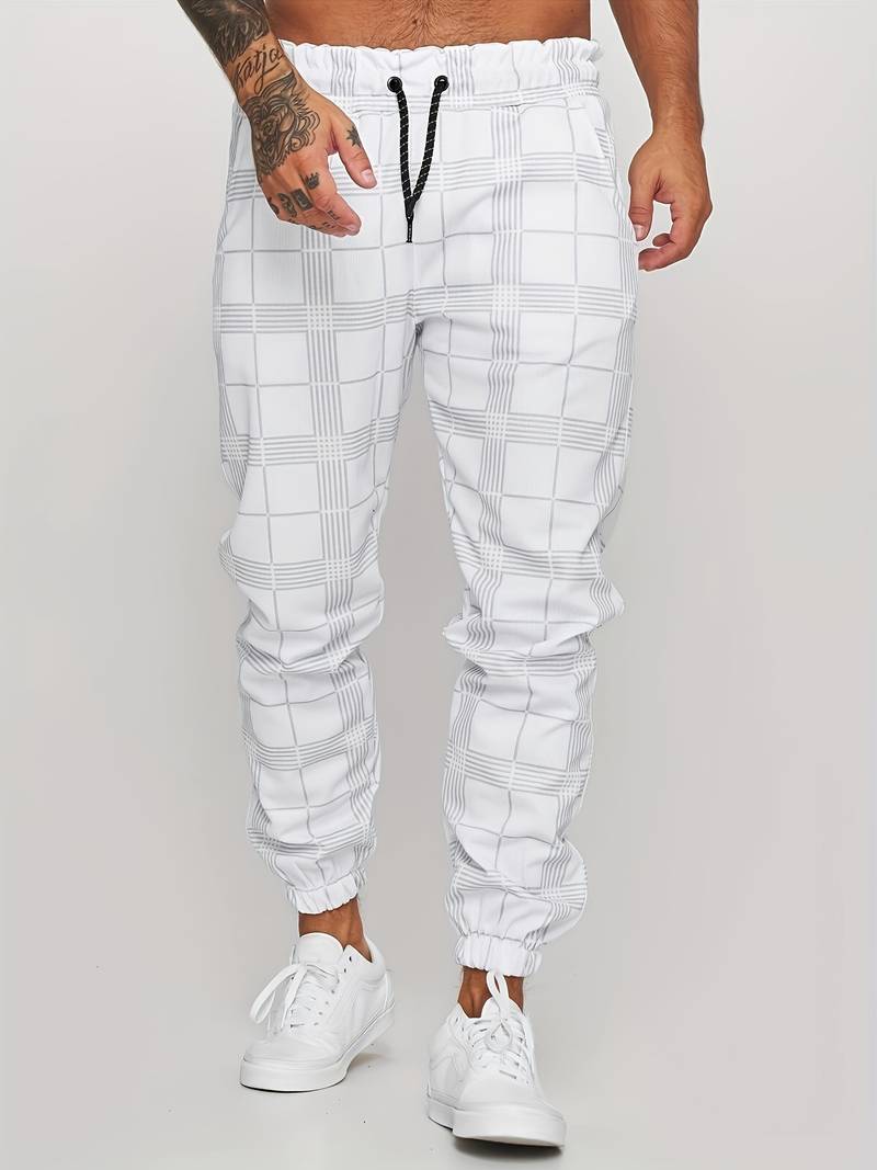 Pantalon de loisirs à carreaux pour hommes Coupe Confort