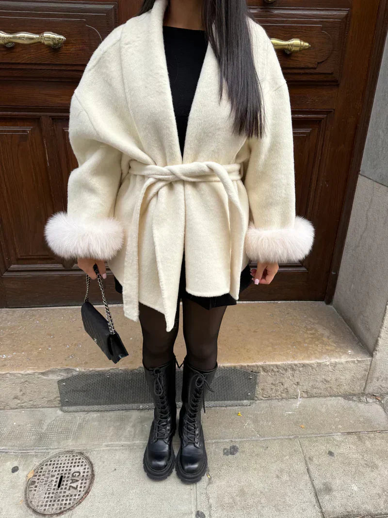 Manteau d'hiver chaud en fausse fourrure pour femme
