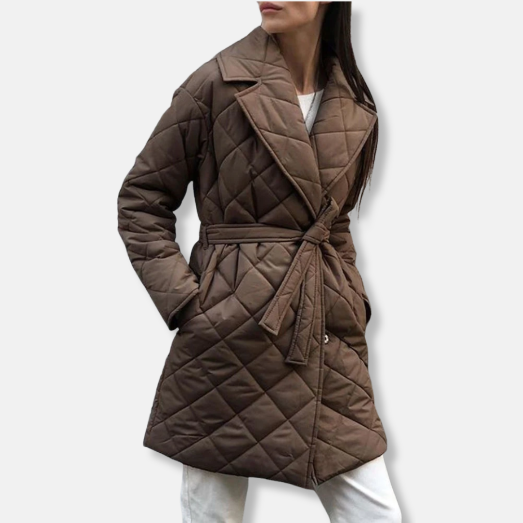 Veste femme mi-longue cintrée avec ceinture