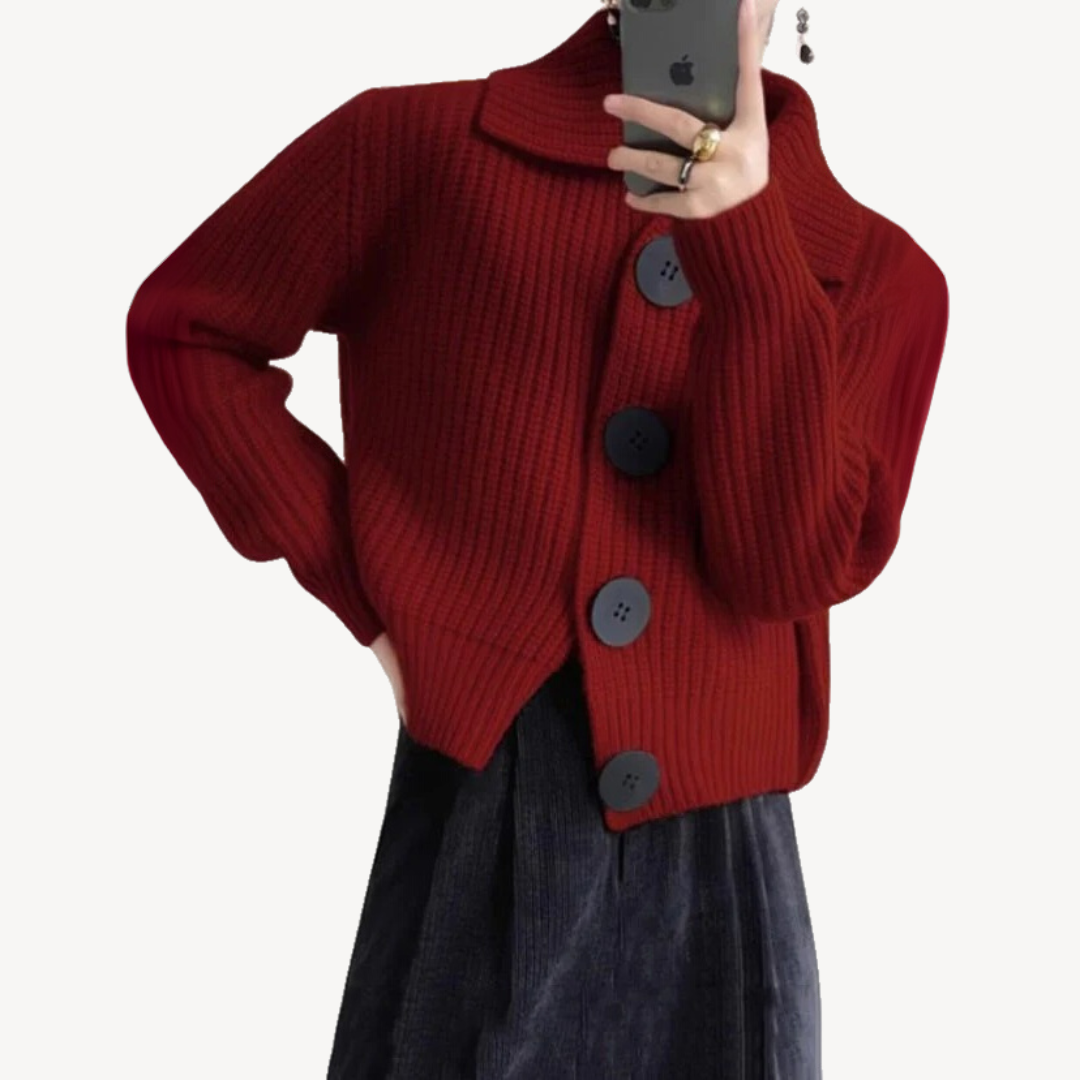 Cardigan femme tricoté col Claudine moderne