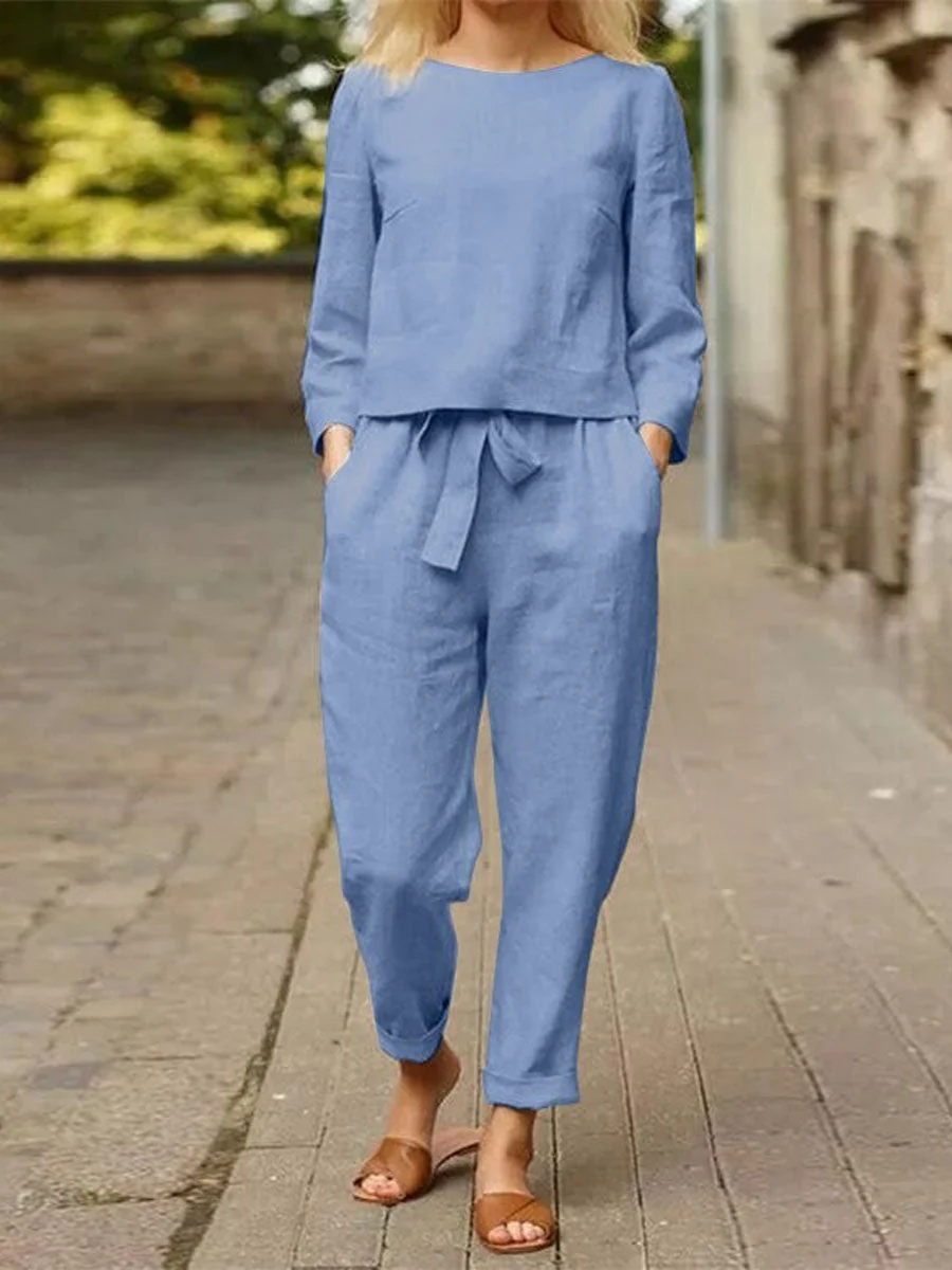 Ensemble de sport pour femme – Haut à manches longues et pantalon taille haute