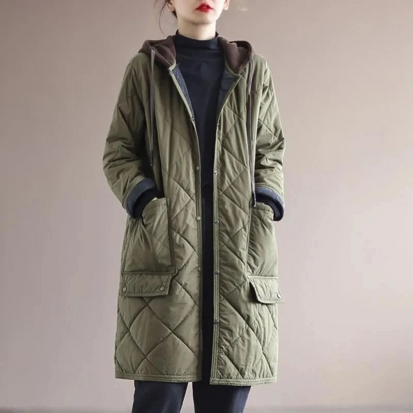 Manteau long élégant matelassé pour femme hiver