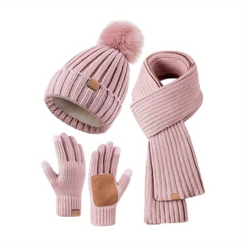 Ensemble d'hiver femme : bonnet, écharpe et gants tactiles