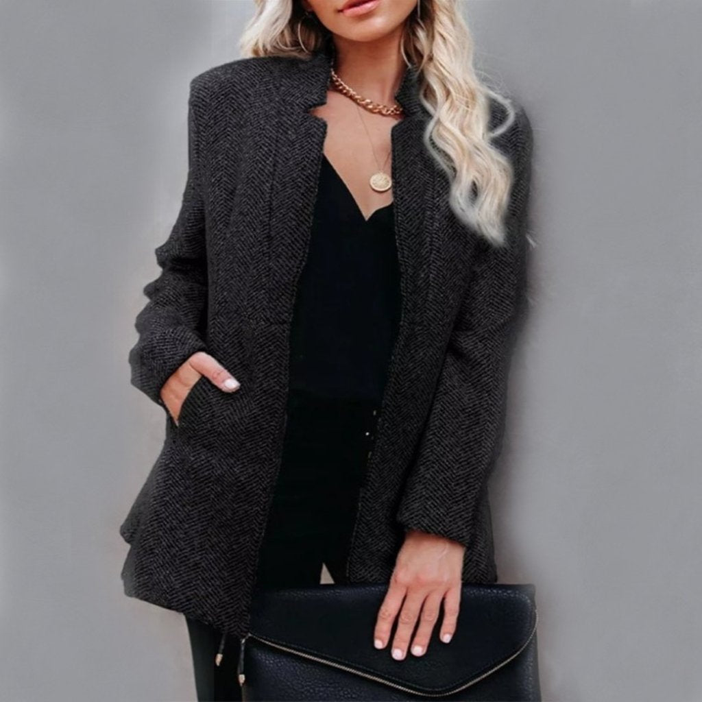 Manteau Femme Moderne Col Montant Mi-Long