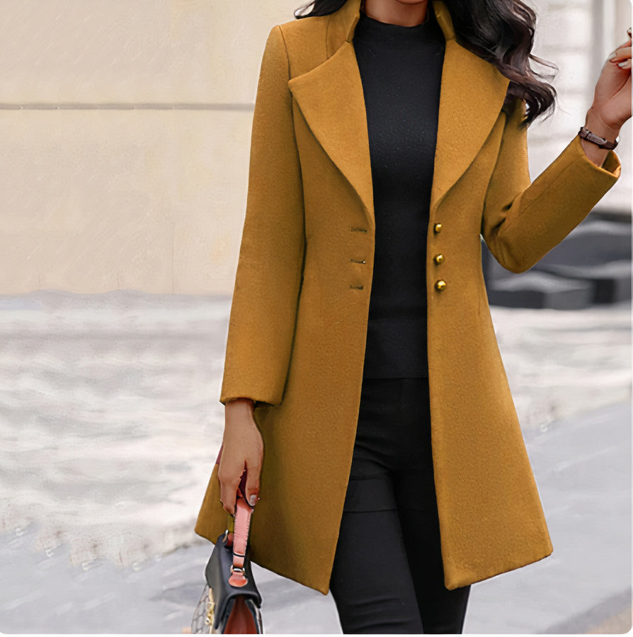 Manteau élégant pour femme Coupe cintrée Col à revers