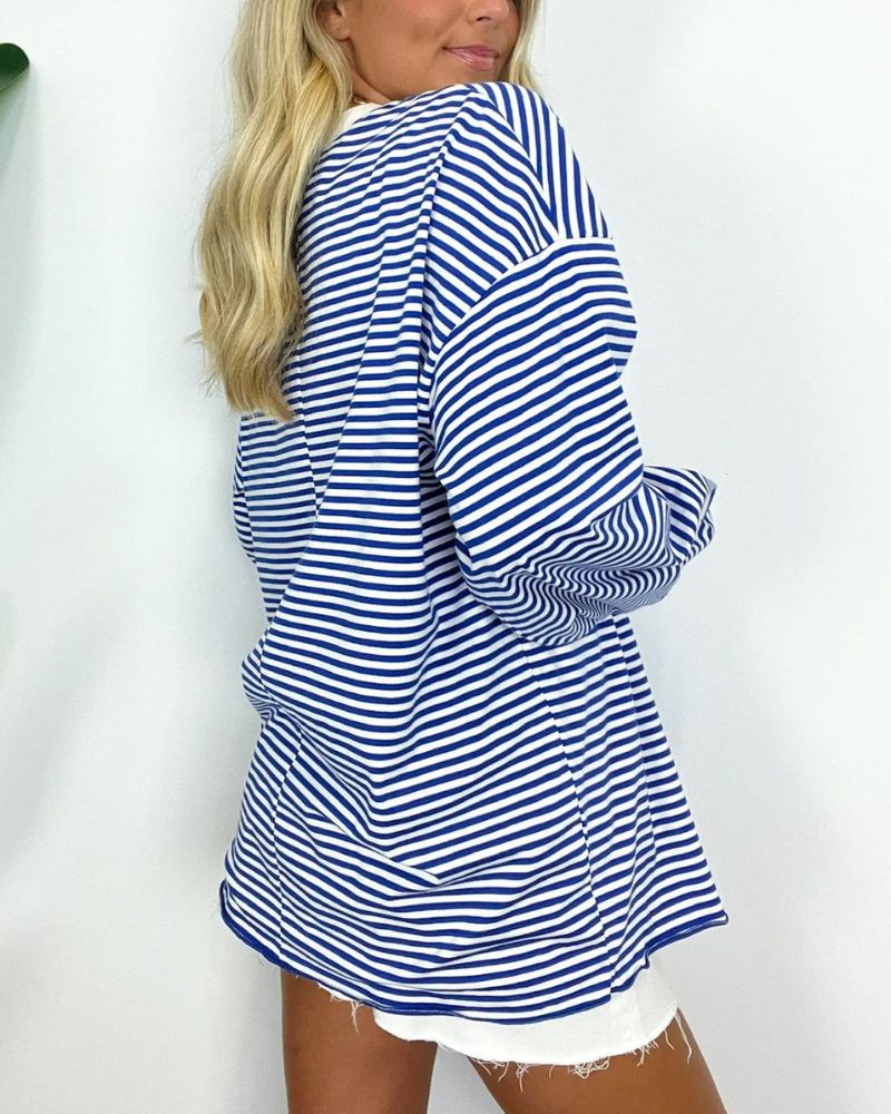 Pull stylé grande taille à rayures