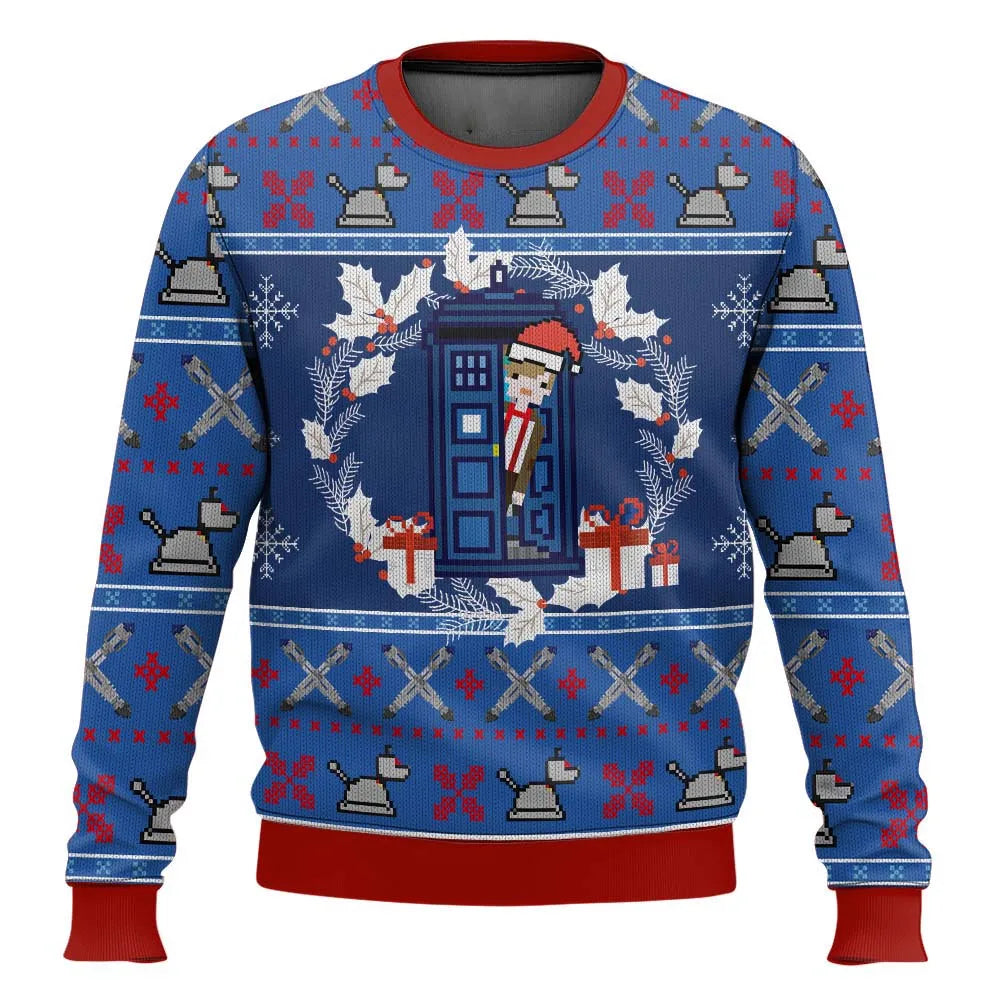Pull de Noël tricoté Tardis Design Chaleur Confort