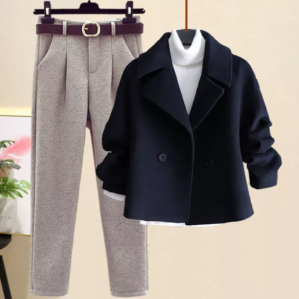 Ensemble blazer et pantalon pour homme avec ceinture