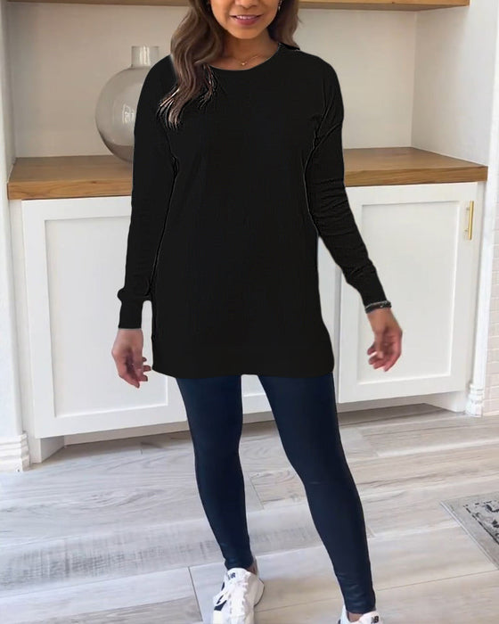 Haut élégant à manches longues noir pour femme