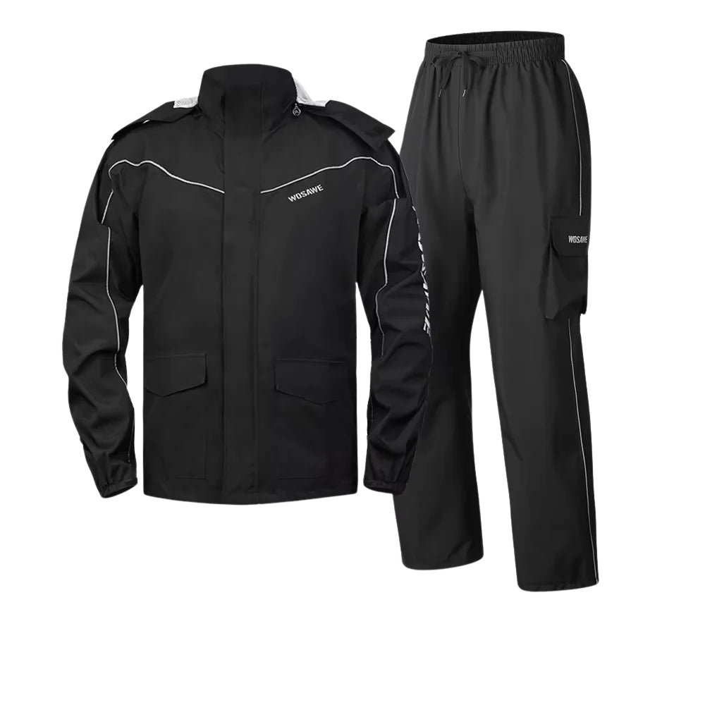 Veste de pluie moto pour homme, imperméable, noir réfléchissant