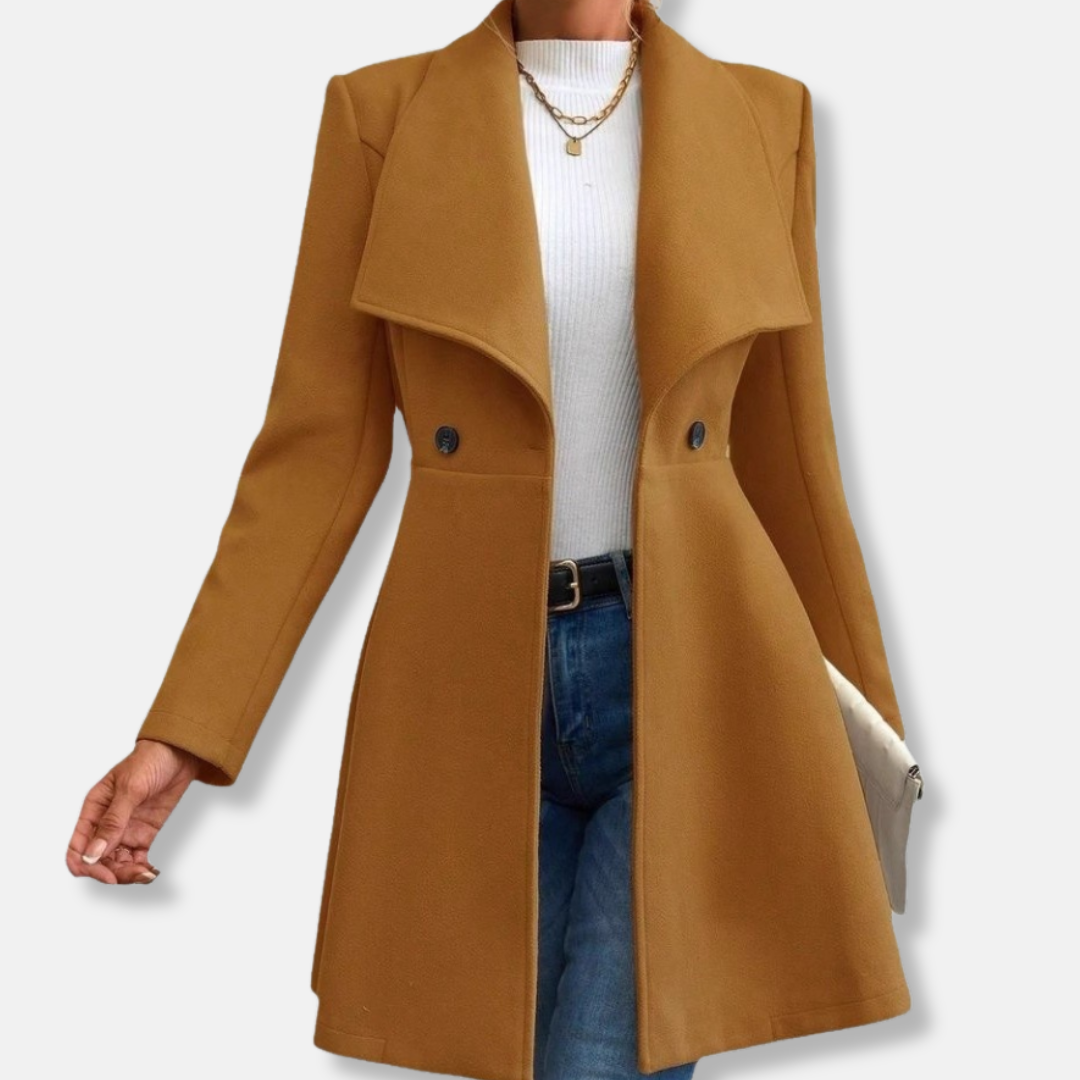 Robe élégante en feutre de laine cintrée mi-longue pour femme